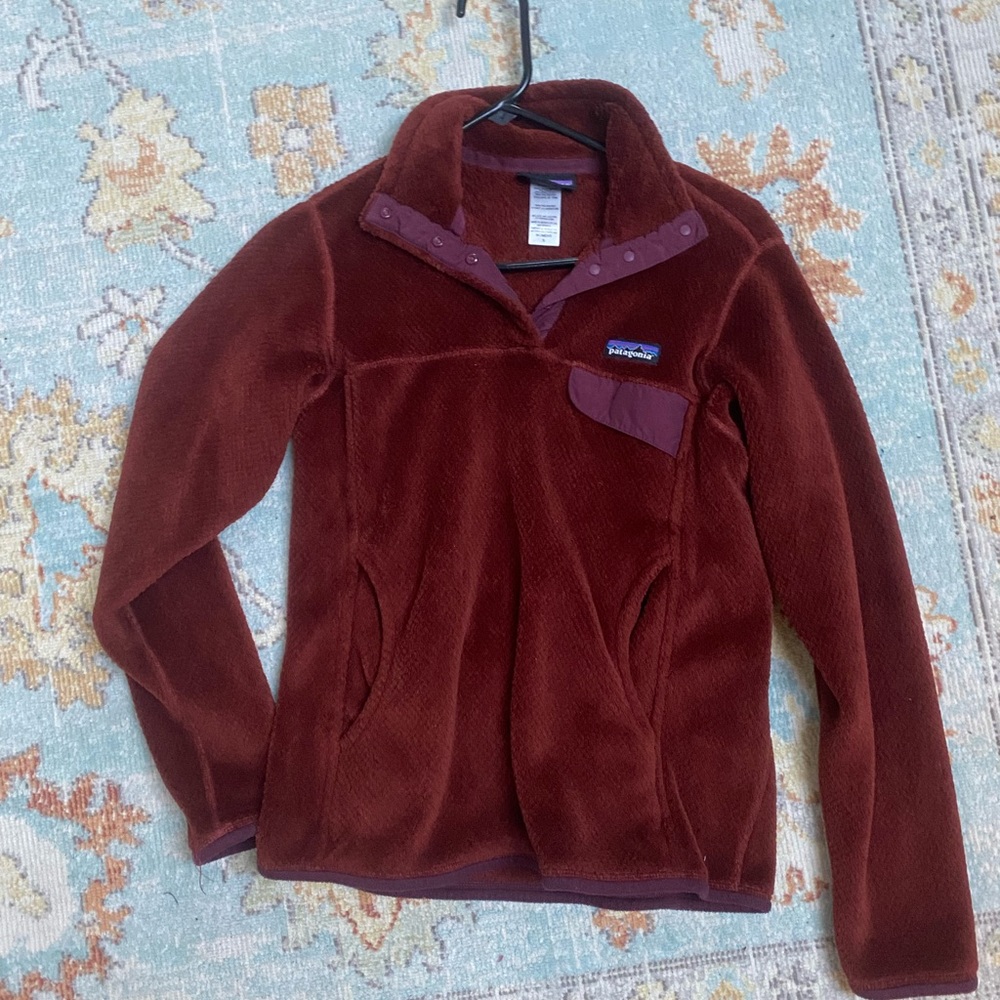 Brown Patagonia quarter button pullover womens